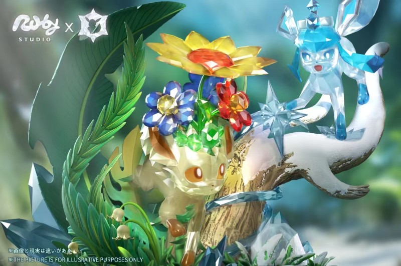【Pre-order】Terastal Eevee Forest #2 Leafeon & Glaceon GK Resin Statue Ruby ​​Studio
