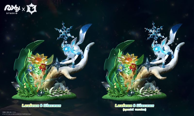 【Pre-order】Terastal Eevee Forest #2 Leafeon & Glaceon GK Resin Statue Ruby ​​Studio