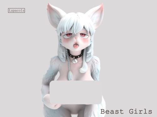 【Pre-order】Lupacols Studio Furry Kemono Musume Series Pink X White Kemono Musume Statue