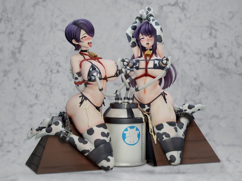 【Pre-order】Meat Studio The Komi Mother and Daughter Bound and Lactating on a Wooden Horse Resin Statue