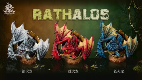 【Pre-order】Dragon Realm Studio Newborn Egg Series Rathalos X Rathian Family Set Resin Statue
