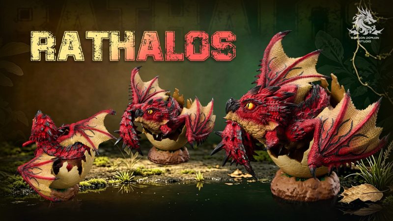 【Pre-order】Dragon Realm Studio Newborn Egg Series Rathalos X Rathian Family Set Resin Statue