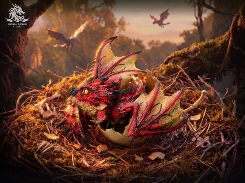 【Pre-order】Dragon Realm Studio Newborn Egg Series Rathalos X Rathian Family Set Resin Statue