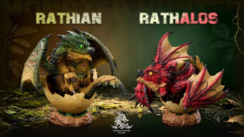 【Pre-order】Dragon Realm Studio Newborn Egg Series Rathalos X Rathian Family Set Resin Statue